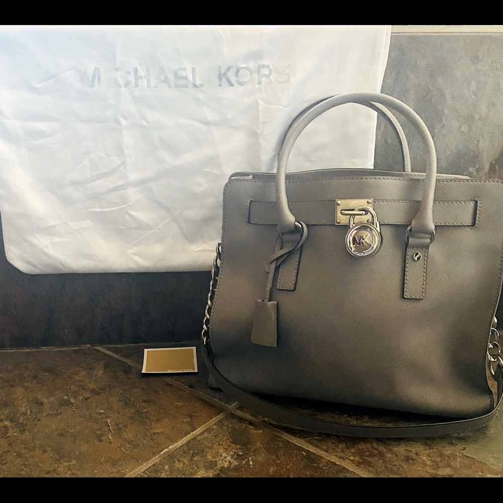 MICHAEL Michael Kors Hamilton Gray Leather Tote